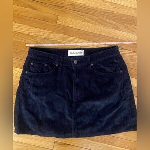Reformation Navy Corduroy Skirt